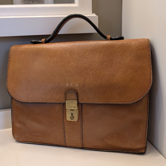 🥰 Vintage 1980's Bally Italy Genuine Smooth Leather Top Carry Briefcase 💼 - Picture 5 of 16